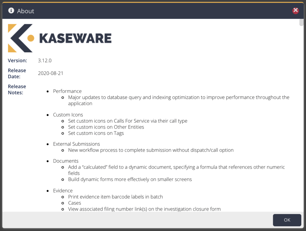 Kaseware 3.12 About Graphic