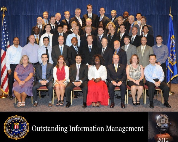 Group Photo from Winning FBI's Information Management Award in 2012